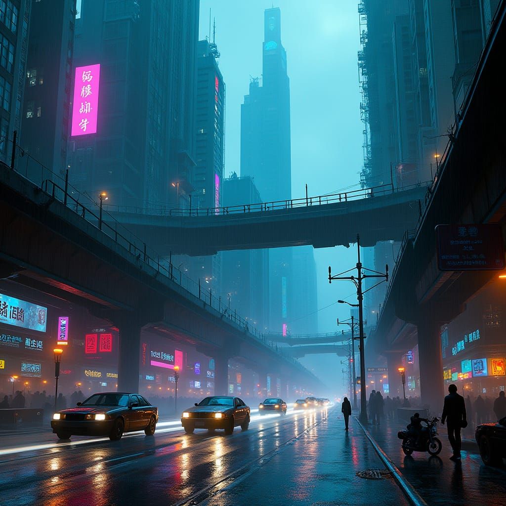 Cyberpunk Metropolis: Neon Cityscape in Futuristic Style