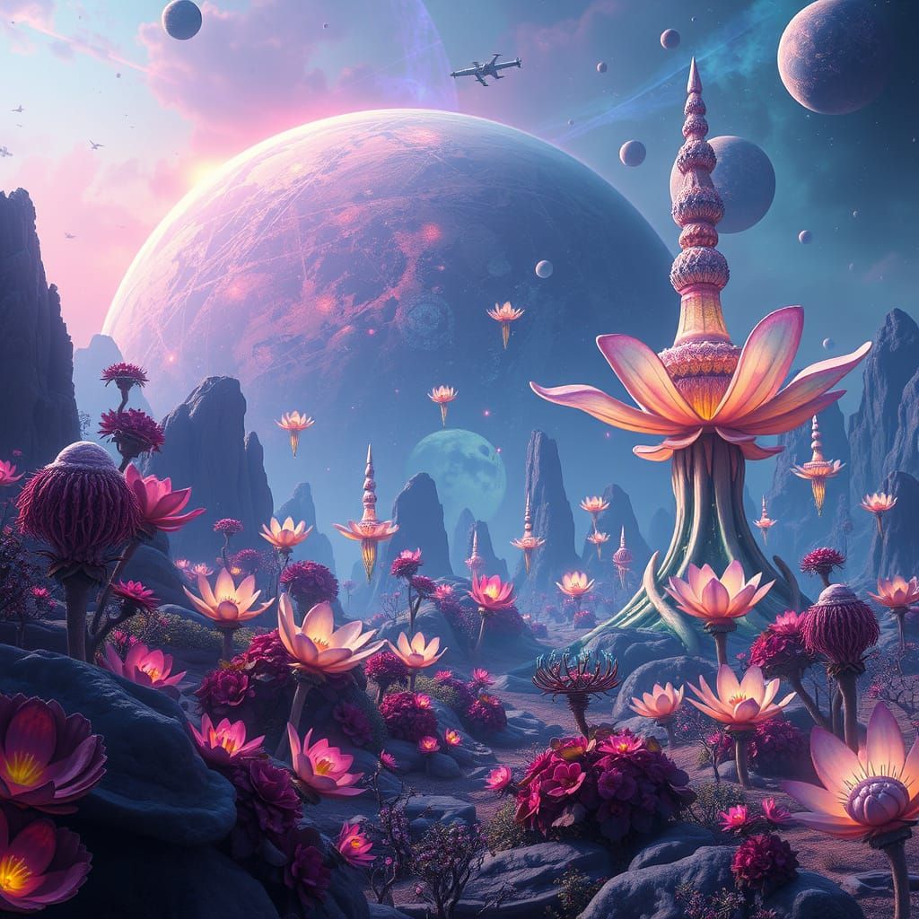 Bioluminescent Alien Planet Inspired by Syd Mead