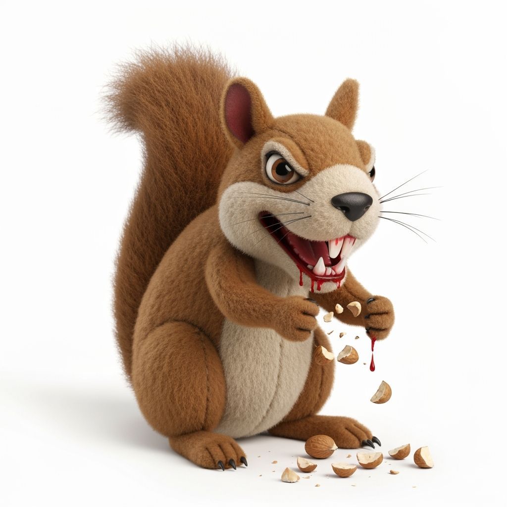 Evil Squirrel "Nutz Crusher" Grinds Nuts