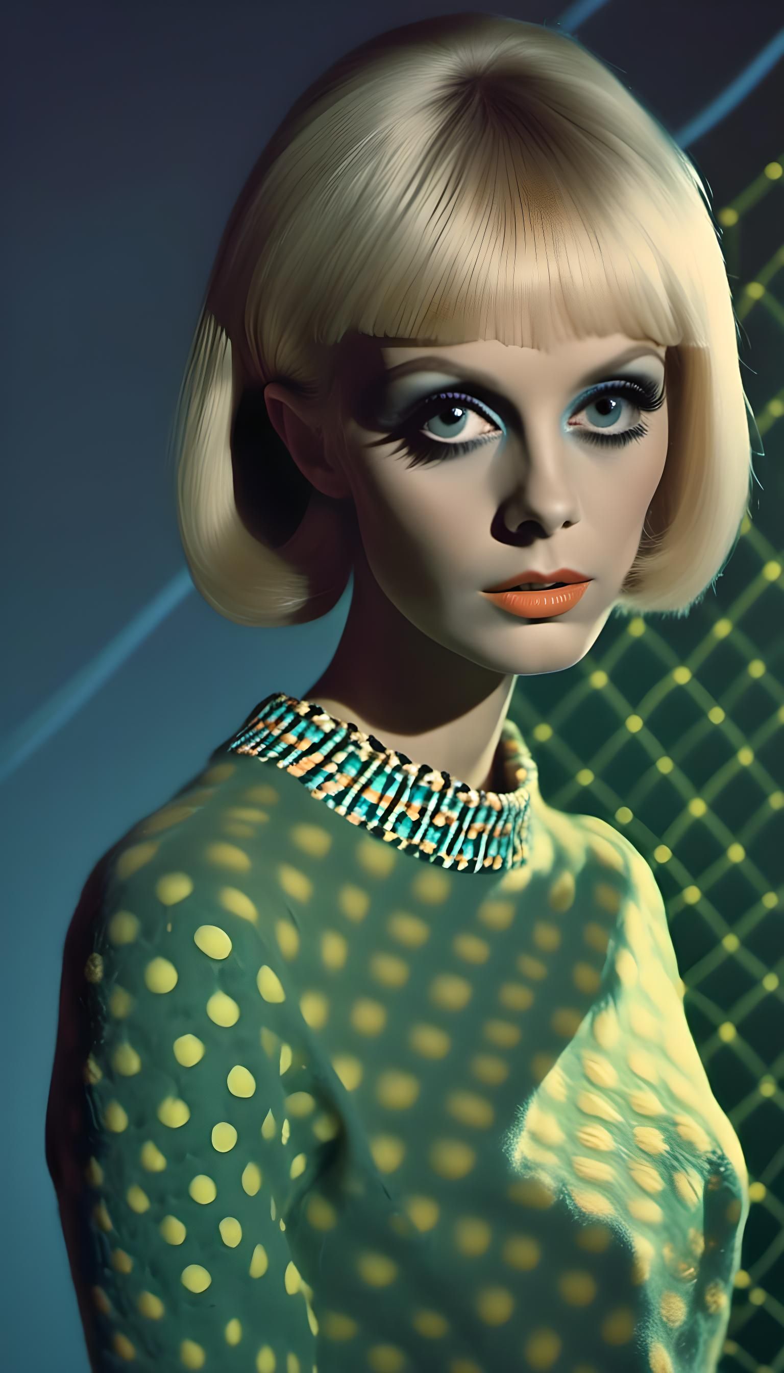 Twiggy in Psychedelic Mod London Style