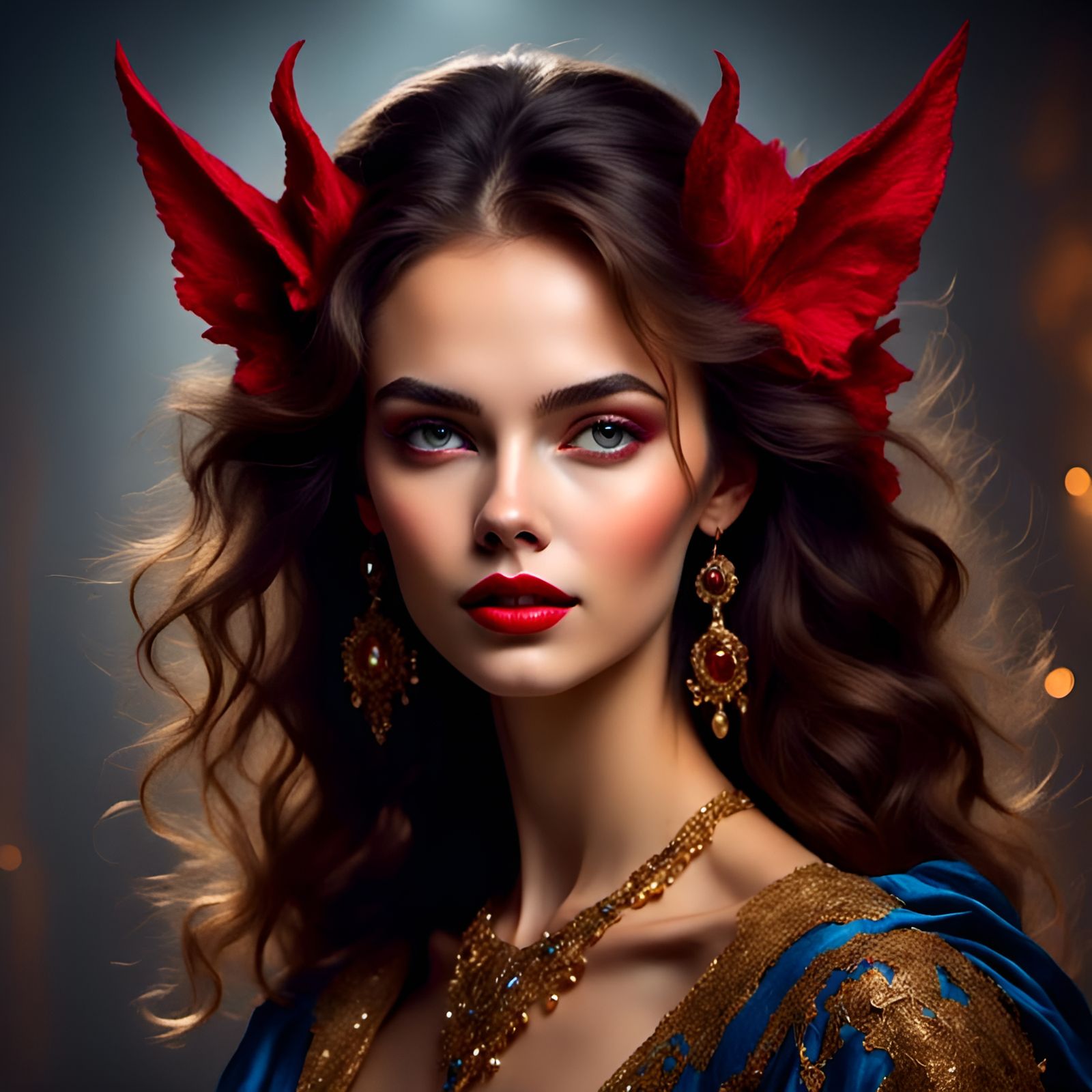 Cat-like Woman Portrait in Surreal Style