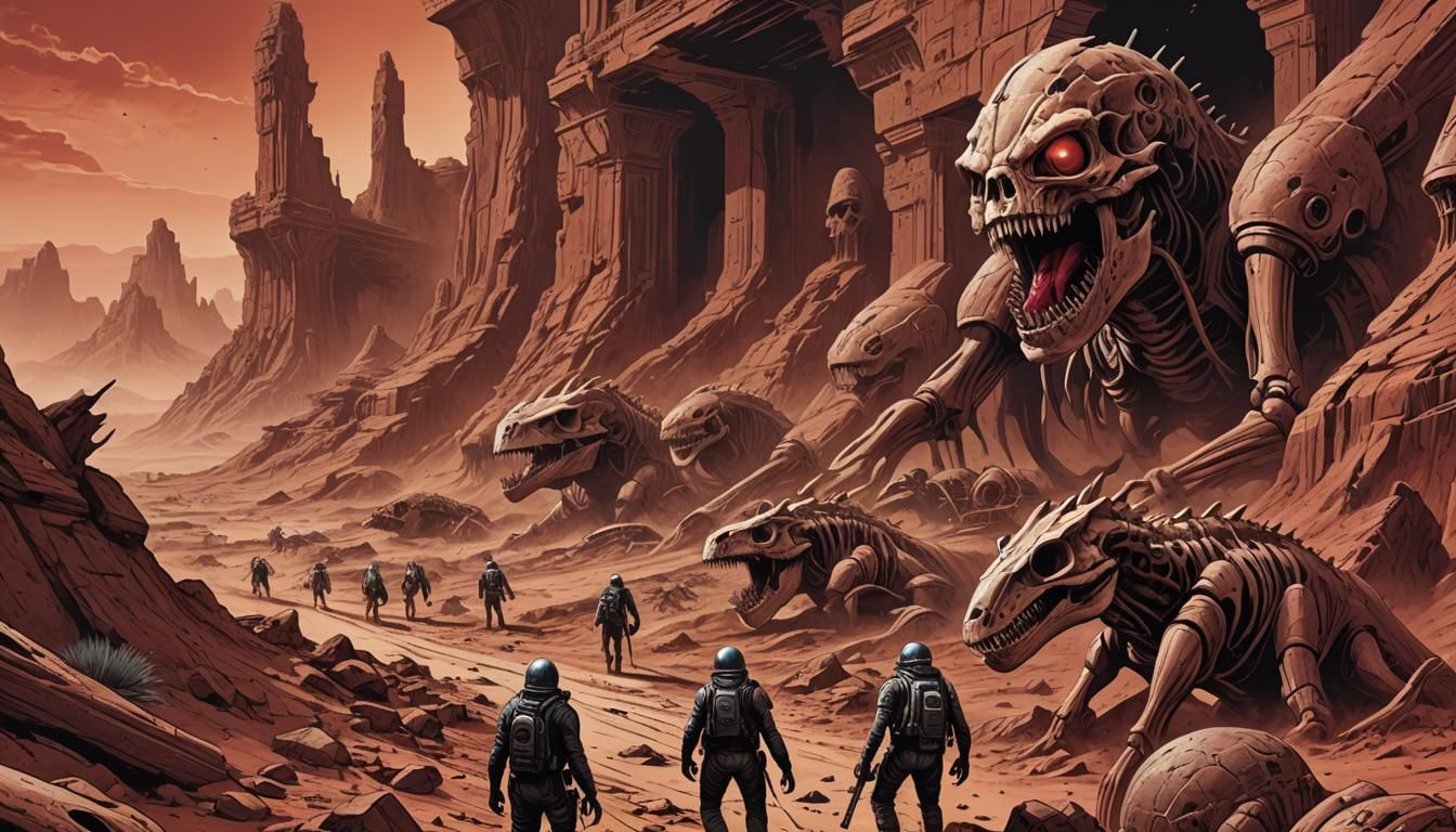 Martian Ruins: Retro Sci-Fi Comic Book Art