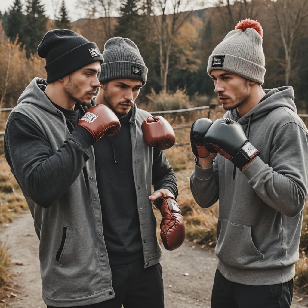 Whimsical Boxing Match: Two Men vs Beanbag