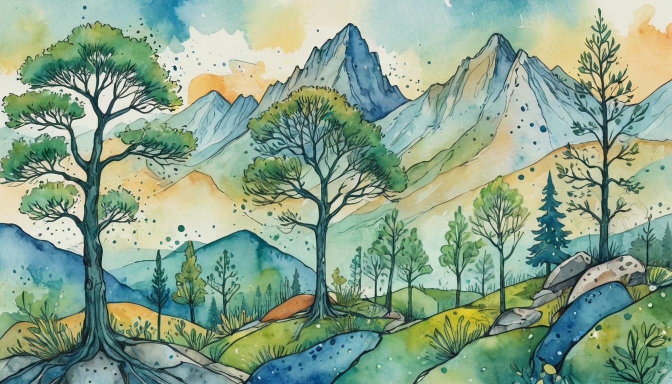 Whimsical Doodle Art of a Fantasy Landscape