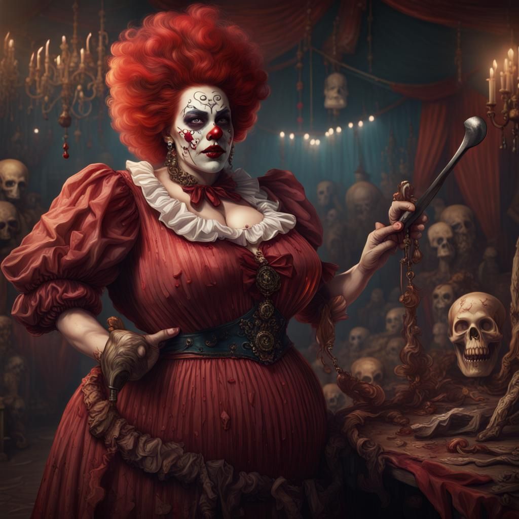 Vintage Circus Bearded Lady with Axe, Detailed Matte Paintin...