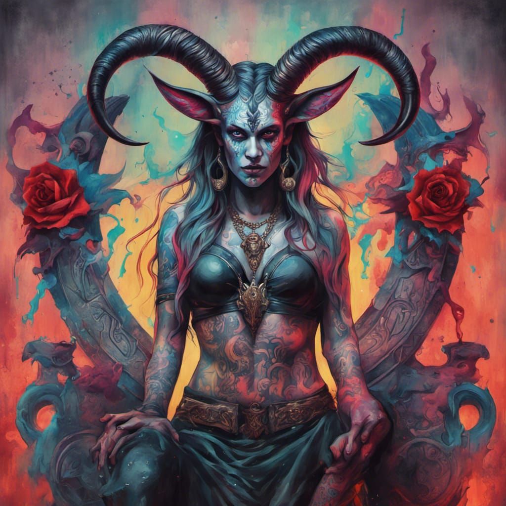 Baphomet as Powerful Woman: Graffiti Art Style