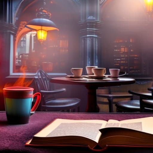 Table in the corner of a quiet cafe