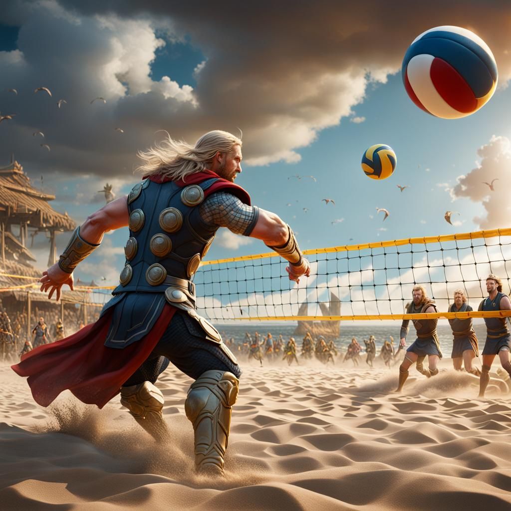 Thor Plays Beach Volleyball: Fantasy Concept Art
