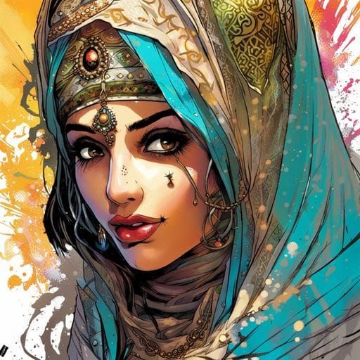 Beautiful Muslim Girl: Hyperdetailed Splash Art