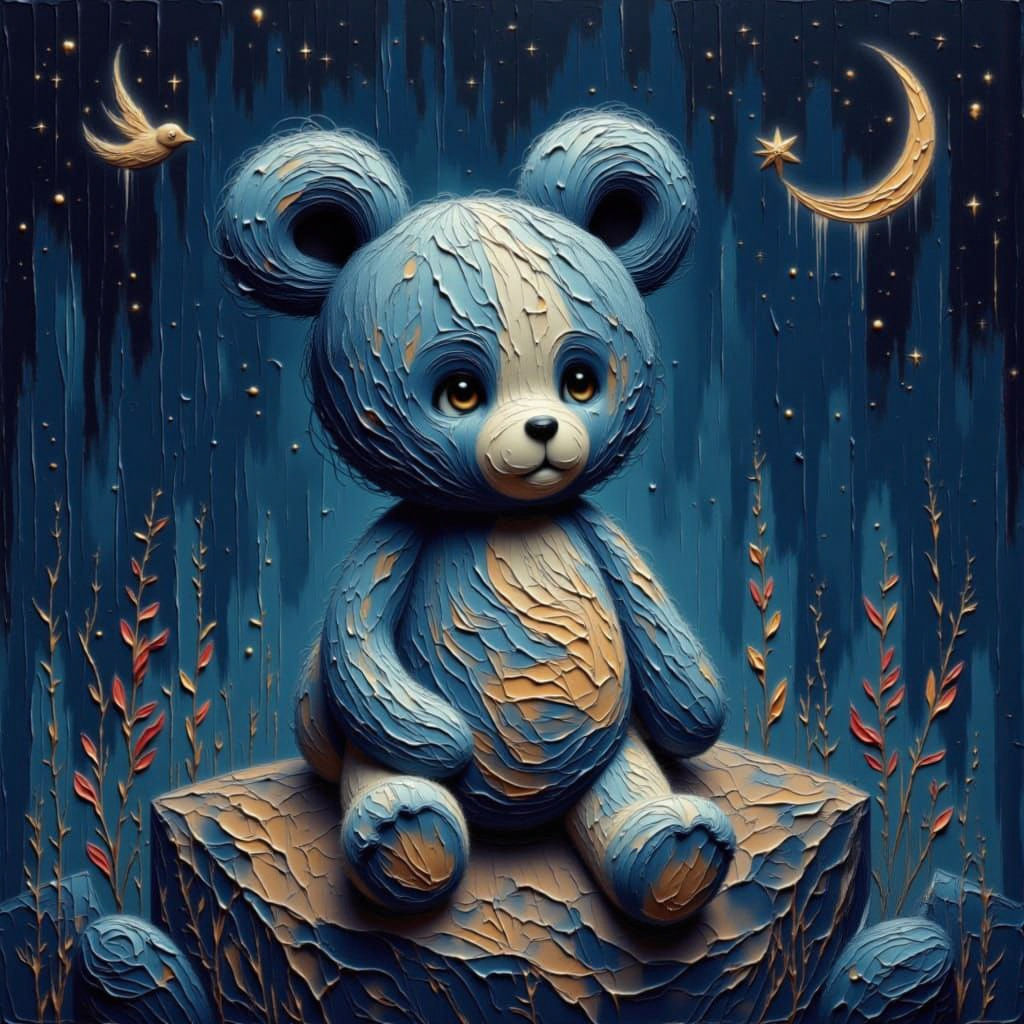 Celestial Teddy Bear Under Moonchild Halloween Lora