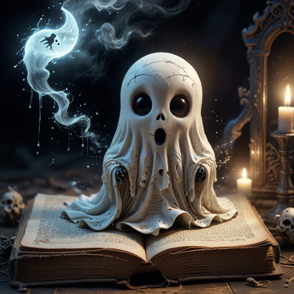 Voodoo Folk Art Ghost Emerging From Storybook