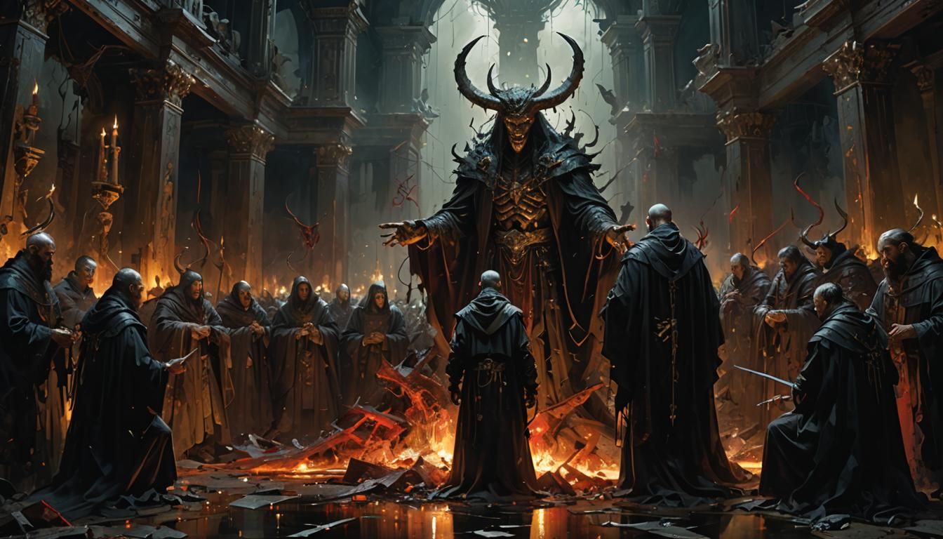 Barbarian's Assault on Demonic Altar: Fine Art Illustration