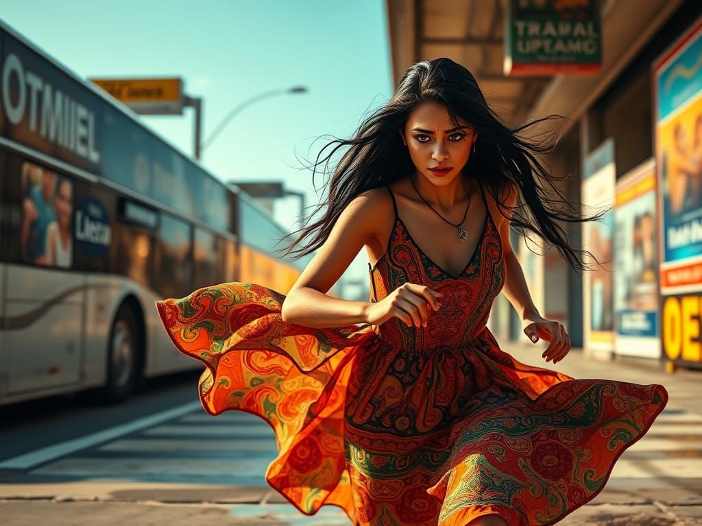 Latin Beauty in Flight, Gritty Photorealism