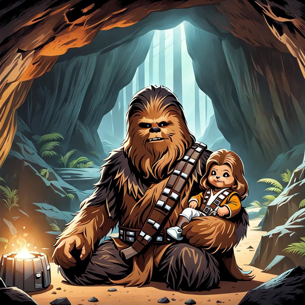 Chewbacca as a Father in a Cave
