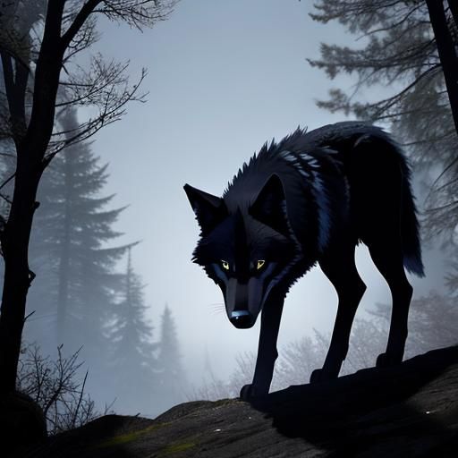 Abstract Shadow Wolf Illustration