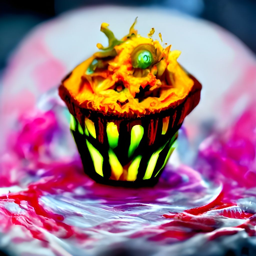 Horror Halloween Cupcake: Detailed Digital Art