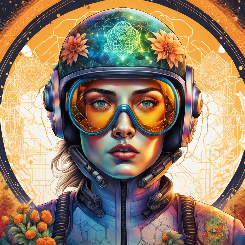 Geometric Space Portrait in Hyperrealistic Style
