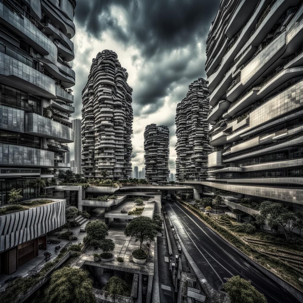 Cityscape: Modern Architecture Conveying Solitude in Hyperre...