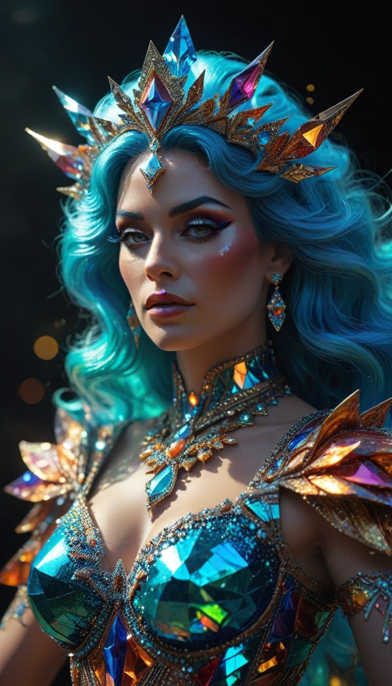 Divine Androgynous Figure Protecting Earth in Abstract