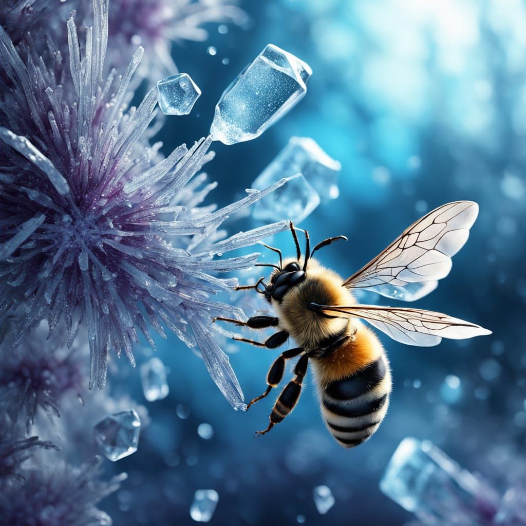 Surreal Bees in Icy Macro Photography