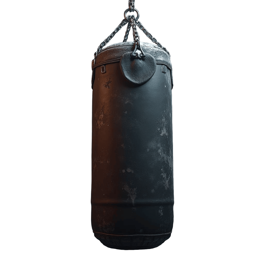 Weathered Boxing Bag in Futuristic Arena