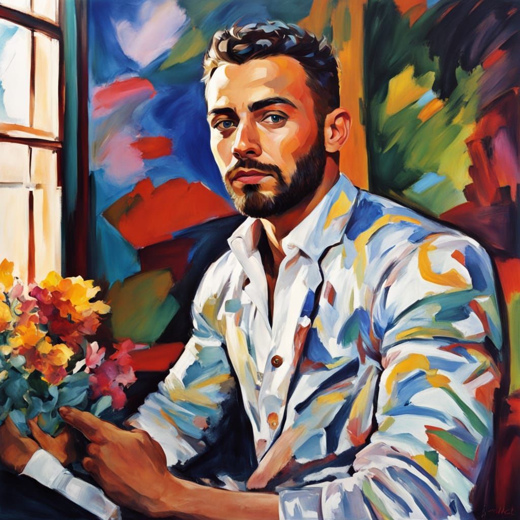 Courageous Gay Man Embodies Creativity in Vibrant Fauvist St...