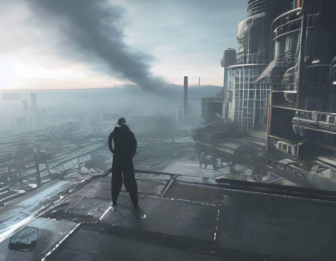 Dystopian Cityscape in Siberian Winter, Cyberpunk Realism