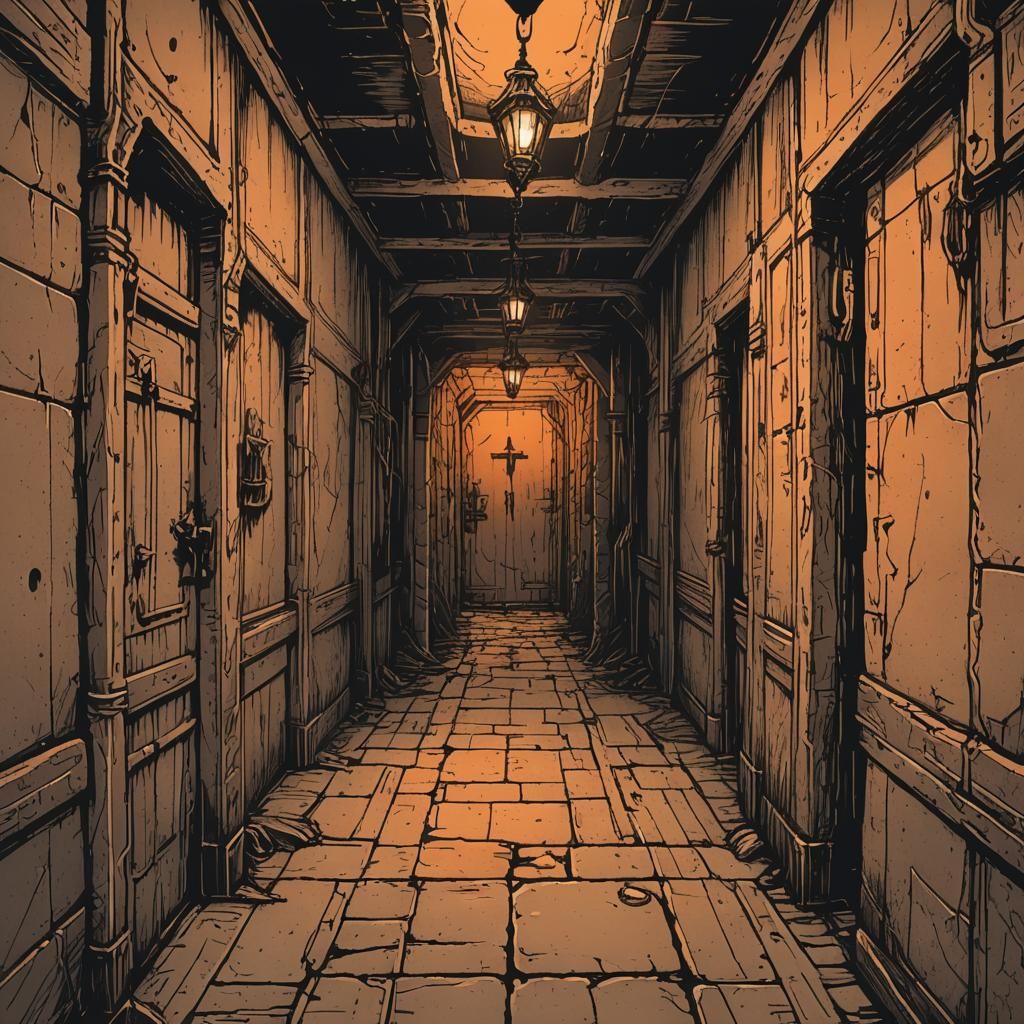Cursed Dungeon Corridor in 2-bit Art Style