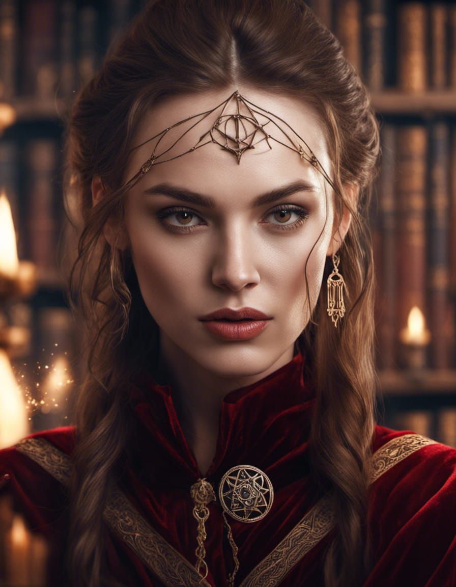 Arrogant Female Wizard in Red Robe