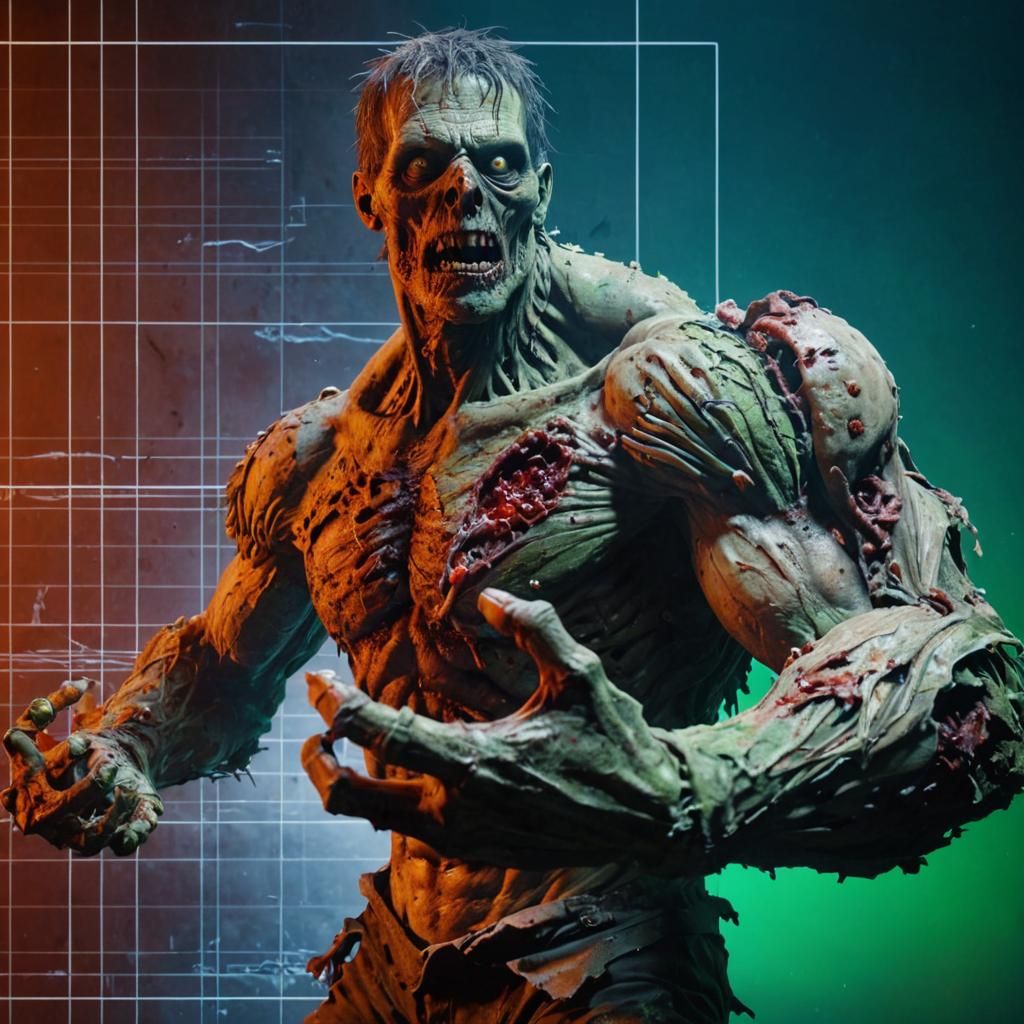 Rotting Zombie in Dark Alley: 3D Render