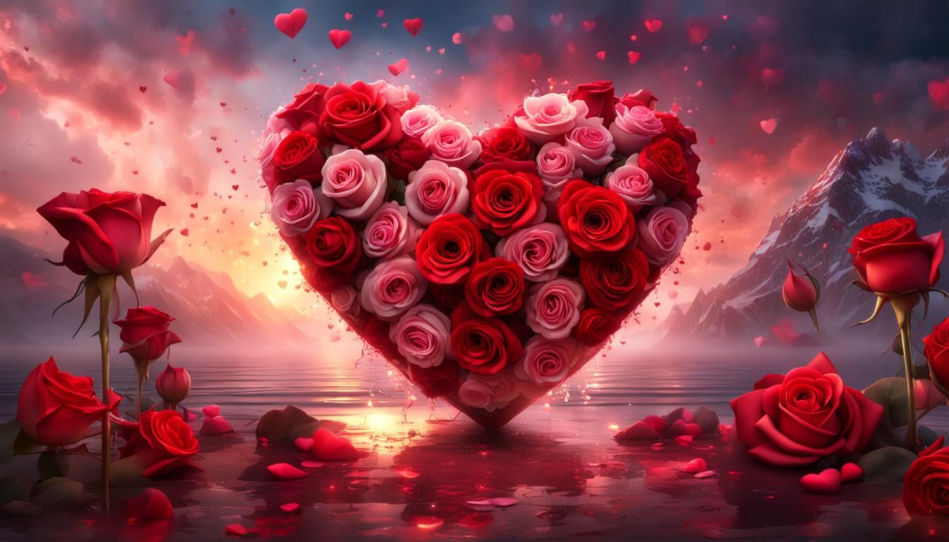 Happy Valentine's Day 2024 Art with Roses