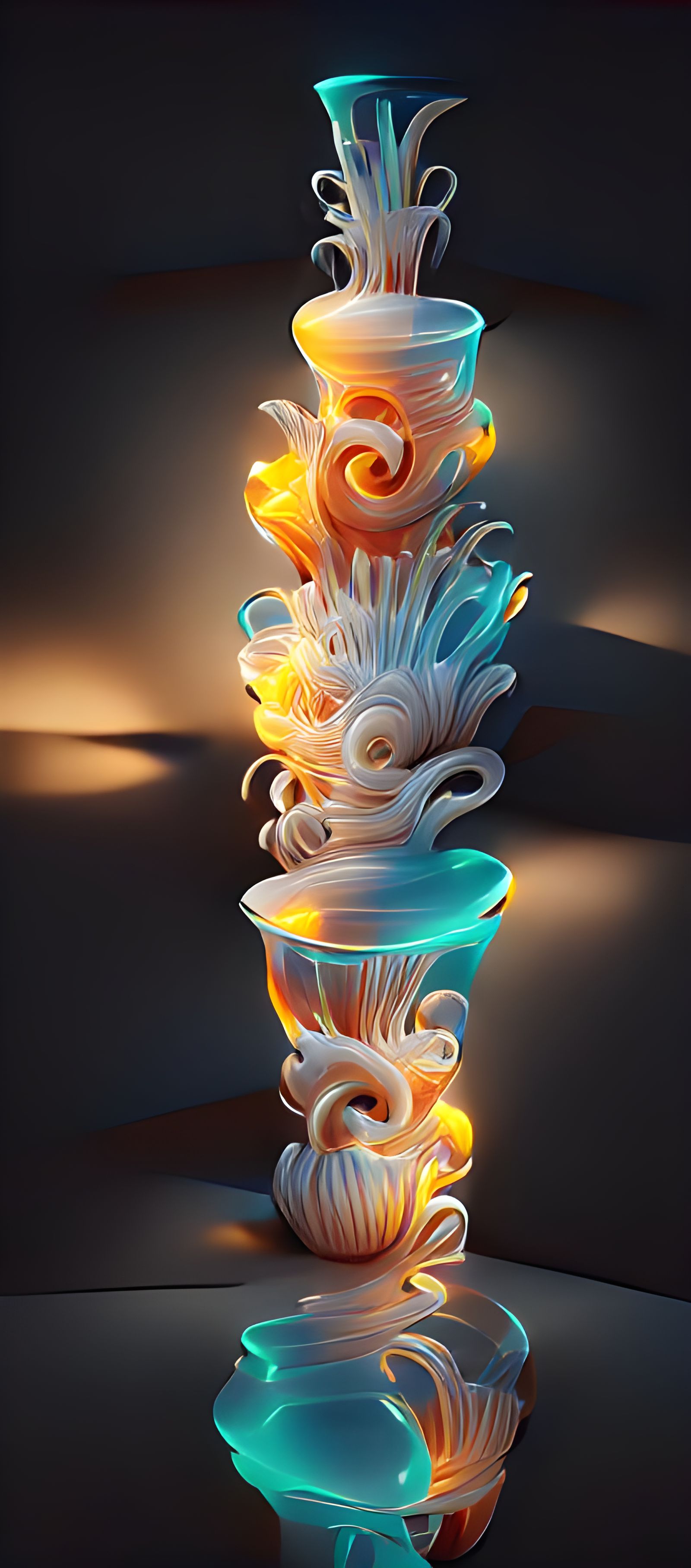 Glowing Constellation Glass Sculpture in 8K