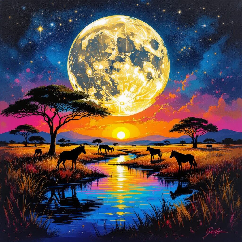 moonlight african landscape