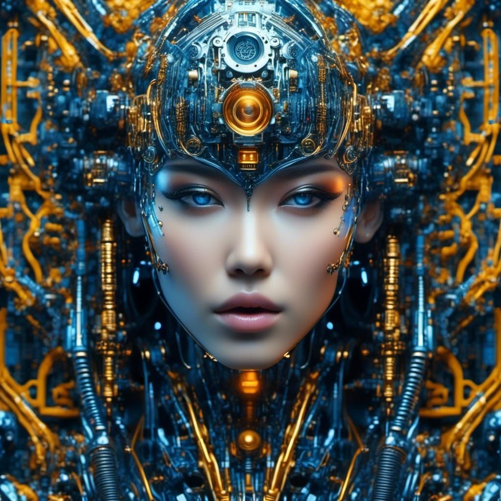 Cybernetic Android Dream in Cyberpunk Style