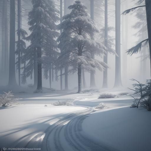 Fox with Scars in Winter Forest: Fantasy Art