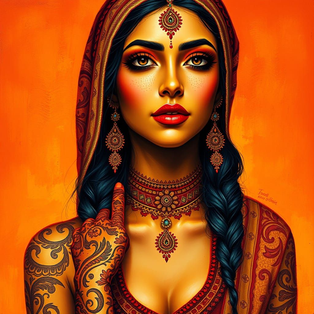 Indian woman, tattooed