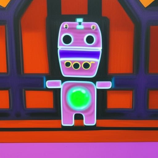 Candy Art Robot with Glowing Eyes