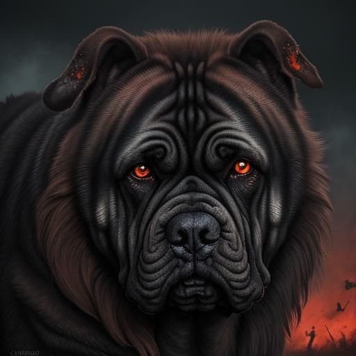 Zombie Mastiff Portrait in Hyper-Realistic Digital Art