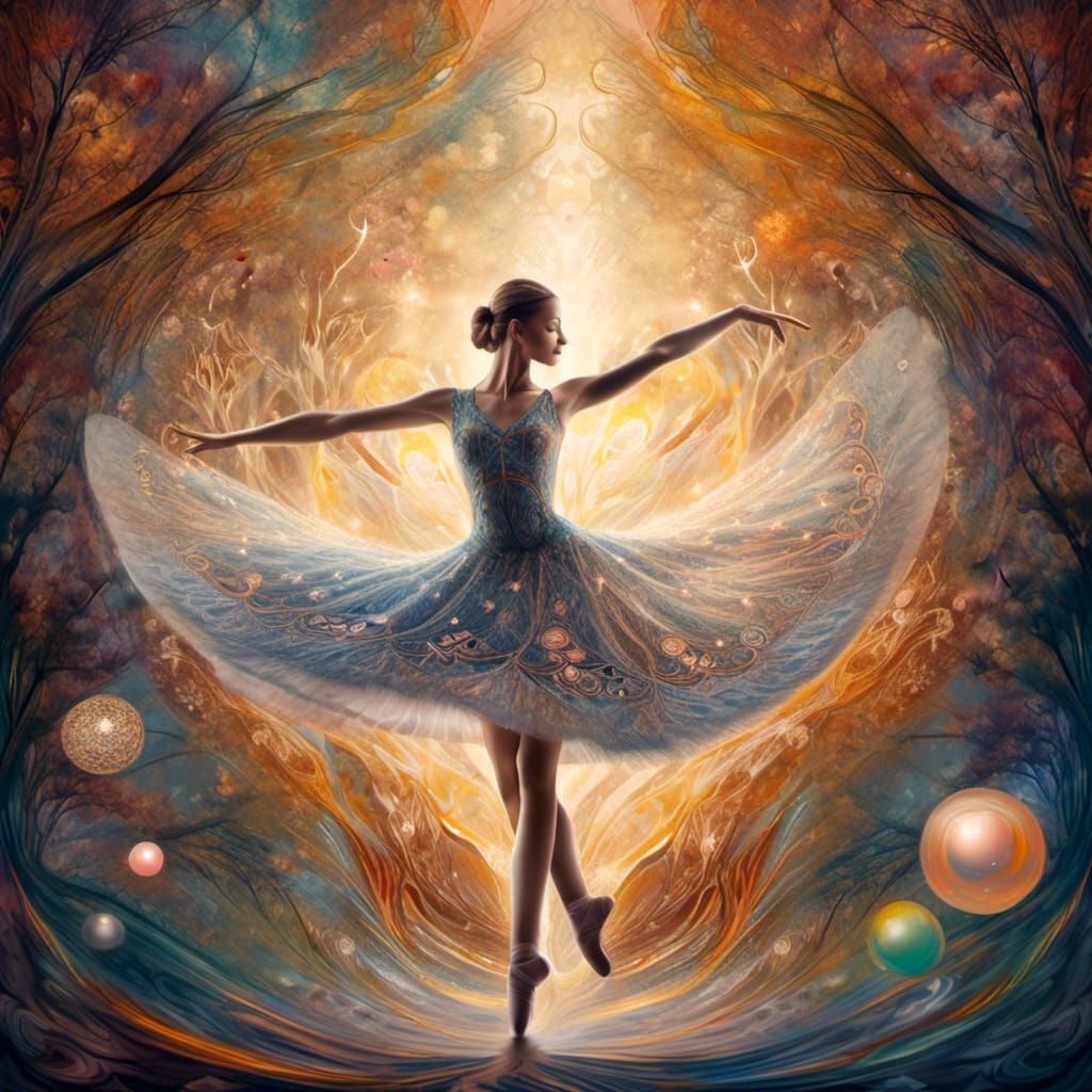 Ballerina in Digital Art with Radiant Light