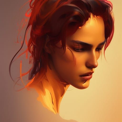 Dramatic Portrait with Dynamic Lighting in Warm Tones