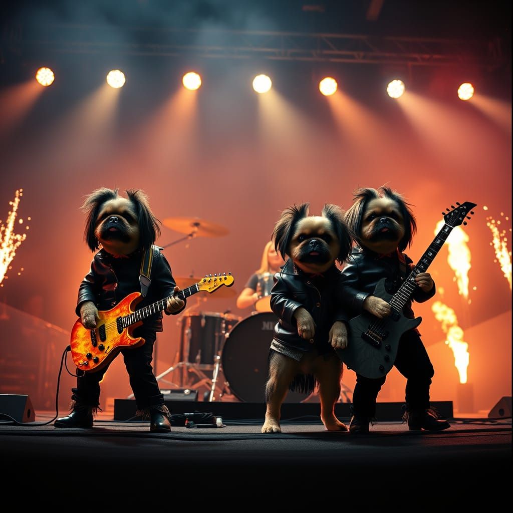 Metallica Inspired Shih Tzus on Stage