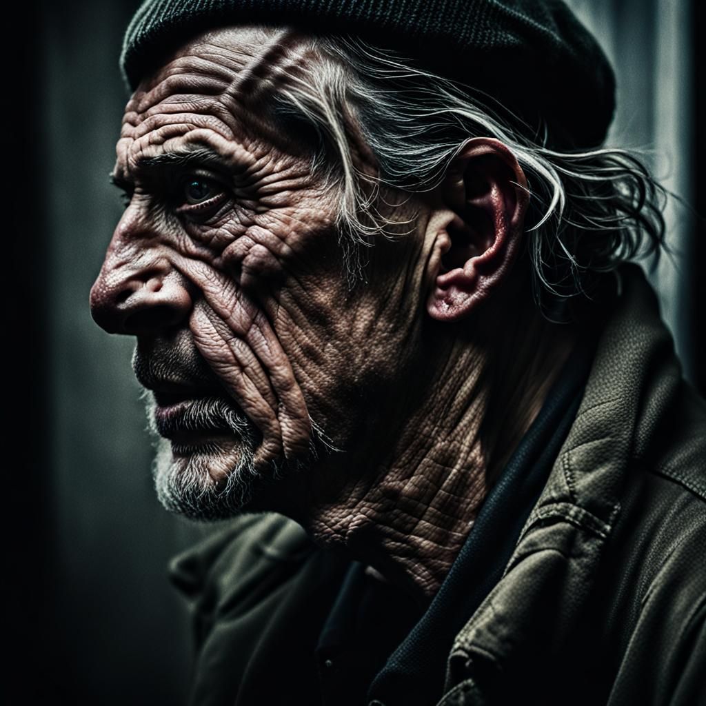 Intense Portrait of Man's Inner Turmoil