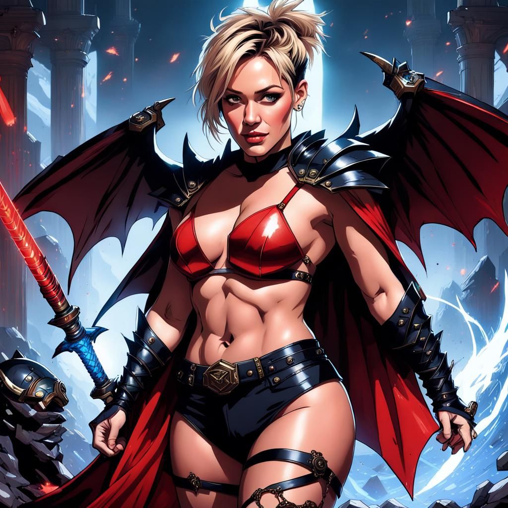 Warrior Queen with Katana, Epic 3D Game Art