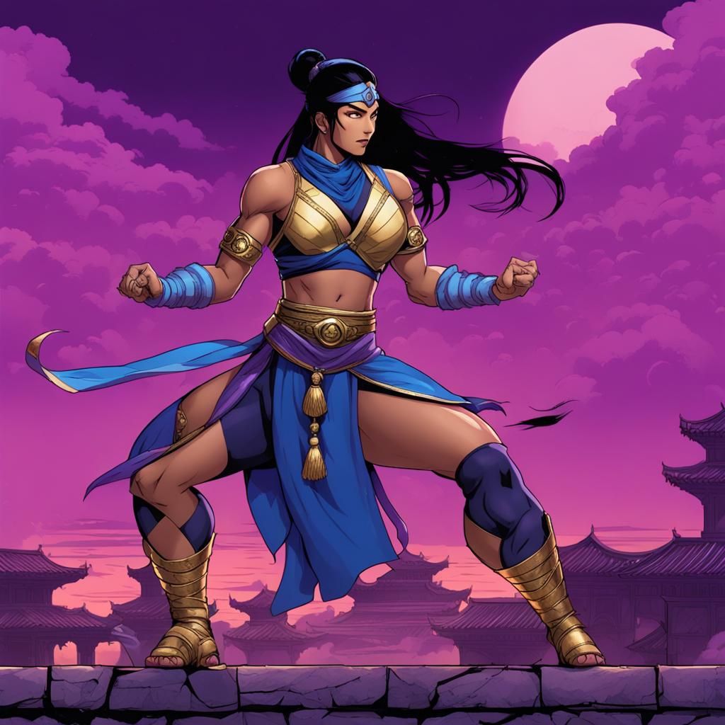 Kitana in Jim Lee Style on Outworld Background