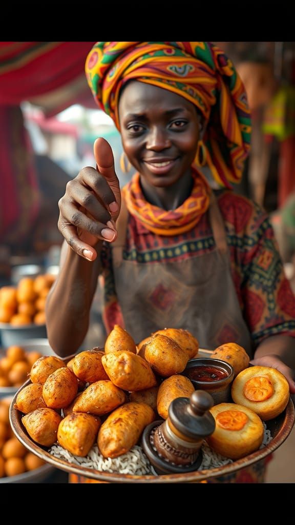 African Food Vendor in Vibrant 3D Render