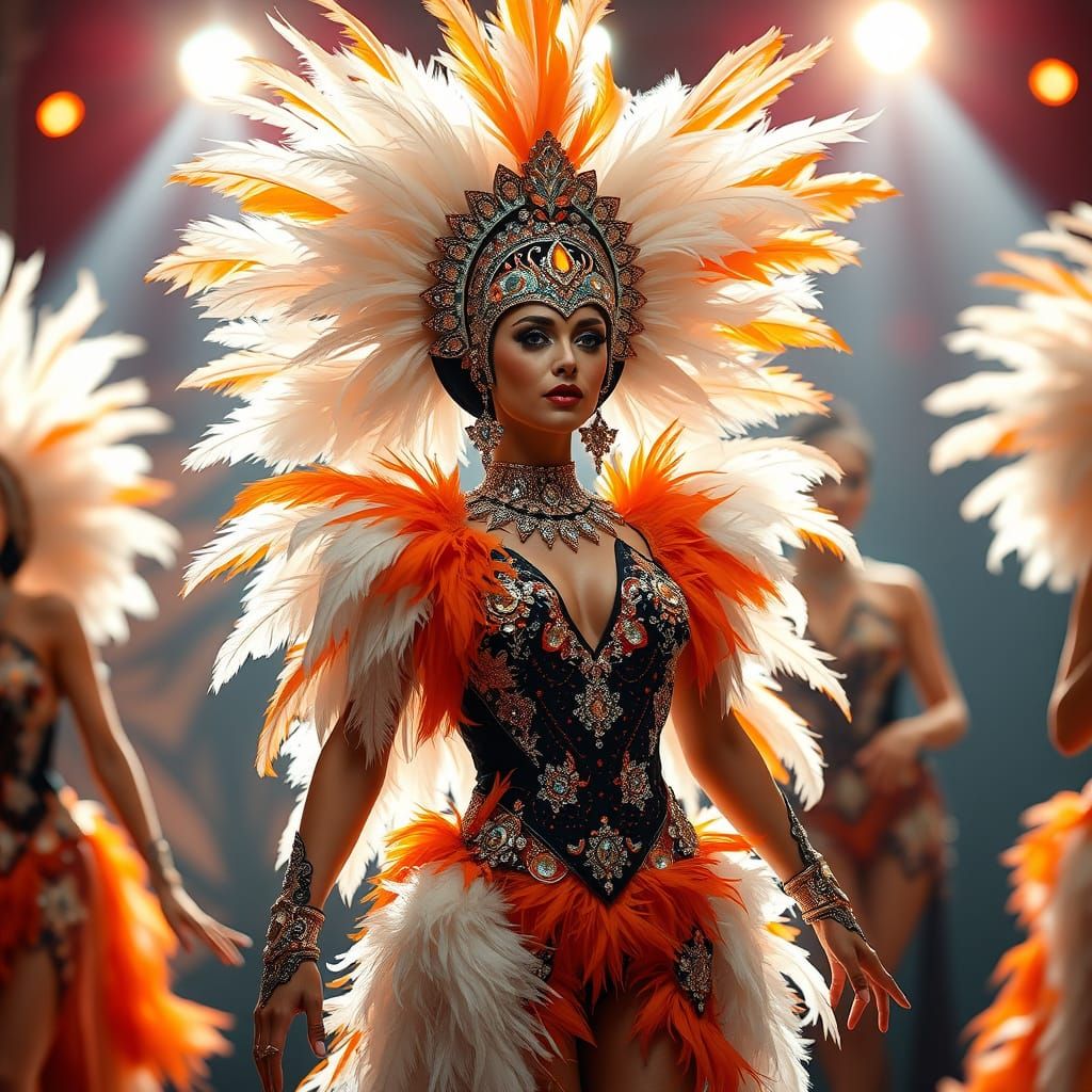 Glamorous Showgirl in Art Nouveau Style