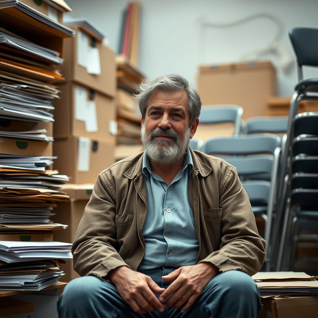 Italian Geologist Amidst Moving Chaos