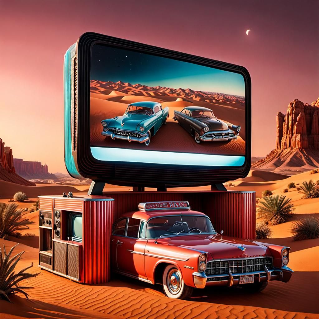 Detailed Desert Drive-In Cinema Diorama