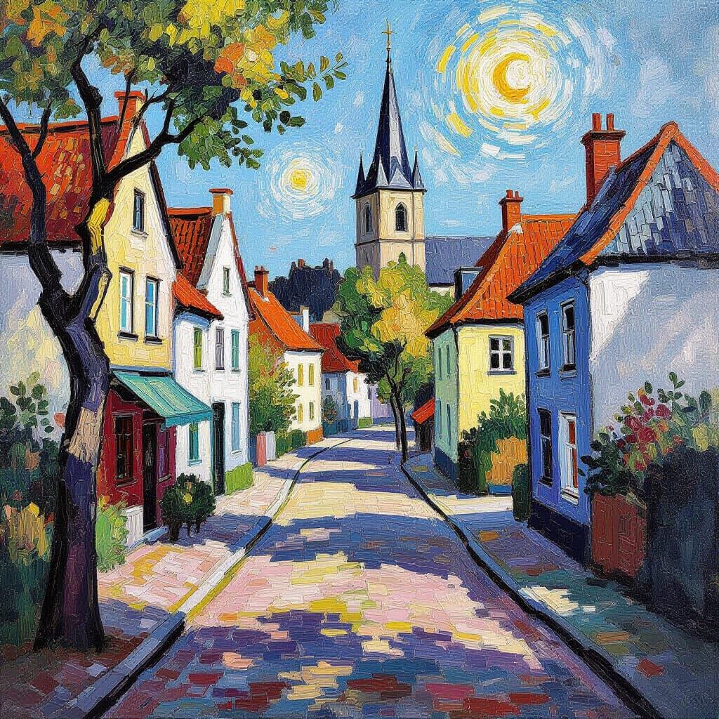 Vibrant Avenue: An Impasto Oil Painting