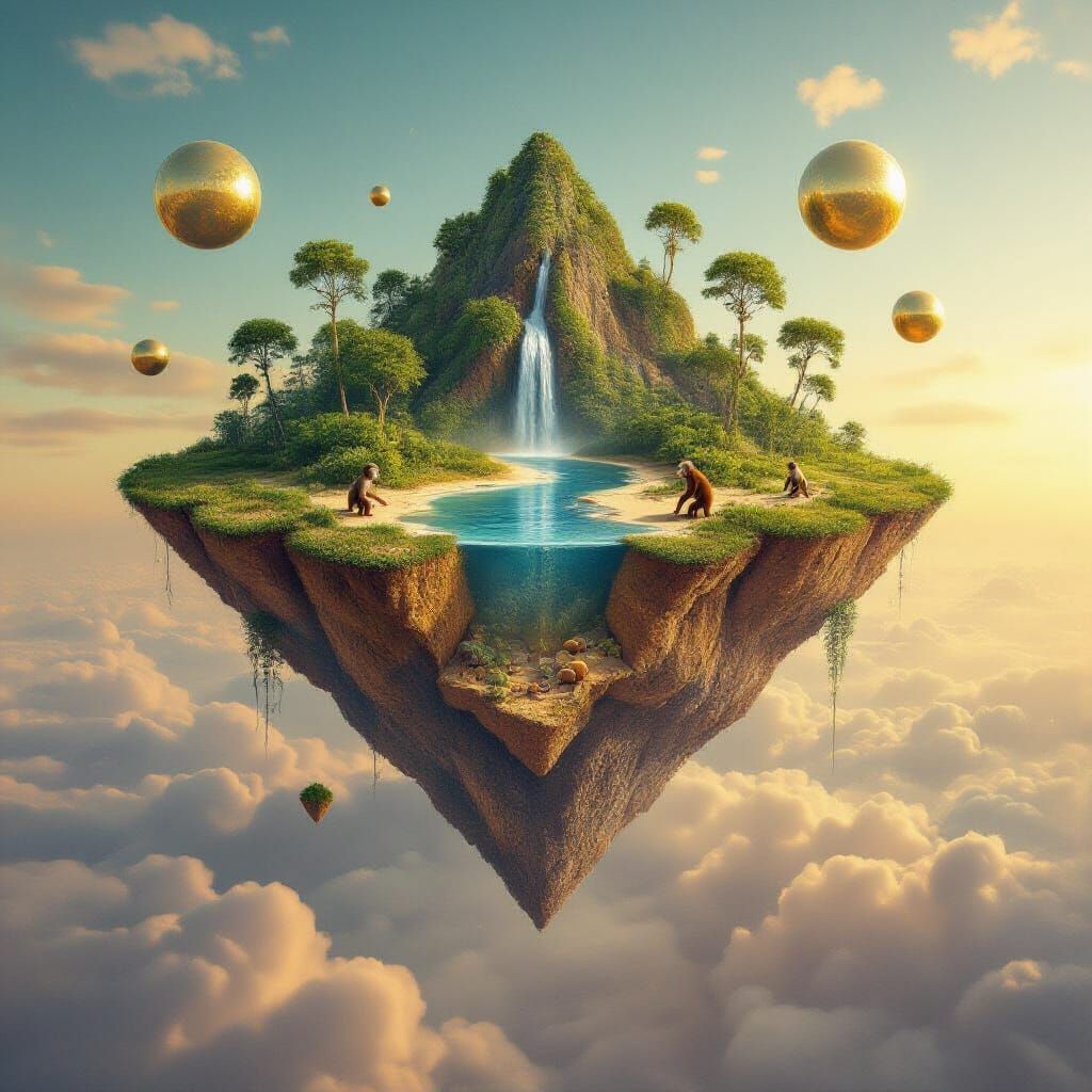 Inverted Island with Rainforest in the Sky